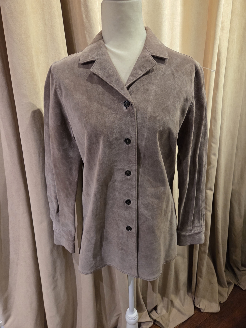 Alfani Taupe Suede Button-Front Blazer